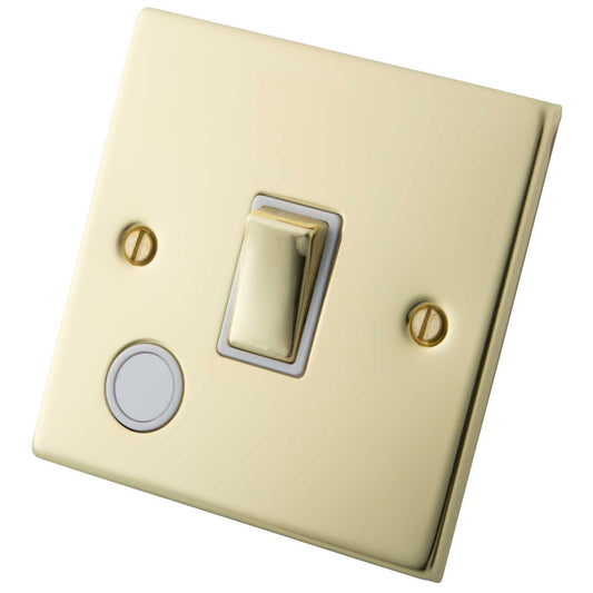 M2 Decorative 20A DP Switch with Flex Outlet White Insert Polished Brass