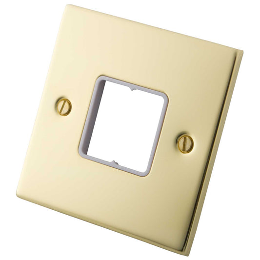 M2 Decorative 1 Gang 2 Module Front Plate White Insert Polished Brass
