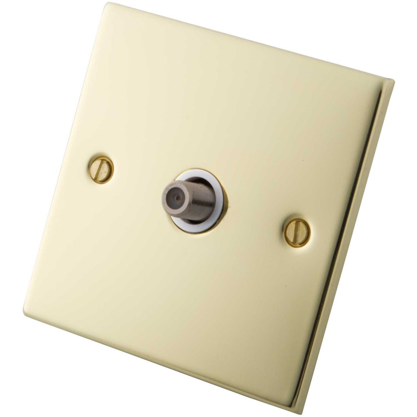 M2 Decorative 1 Gang Satellite Socket White Insert Polished Brass