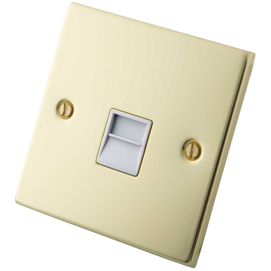 M2 Decorative 1 Gang Master Telephone White Insert Polished Brass