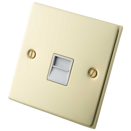 M2 Decorative 1 Gang Secondary Telephone White Insert Polished Brass