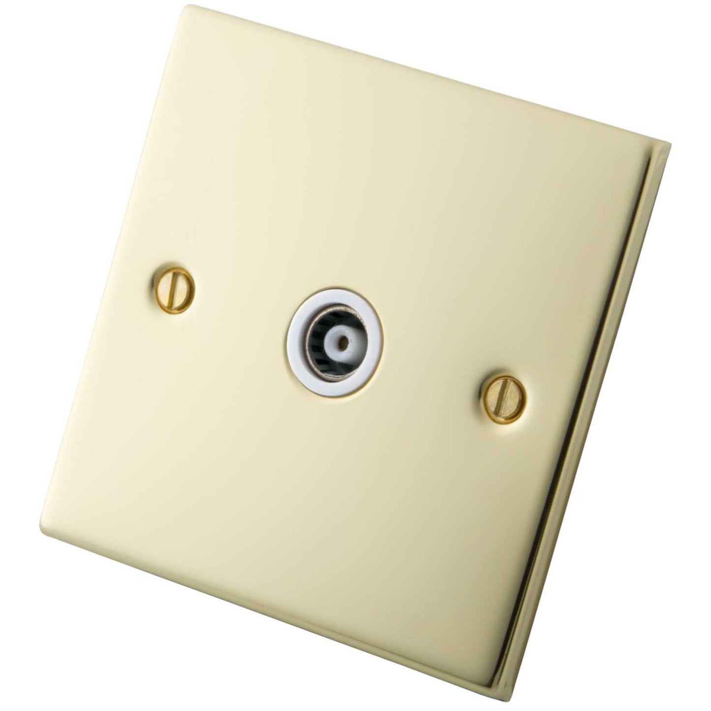 M2 Decorative 1 Gang Isolated Coaxial Socket White Insert Polished Brass