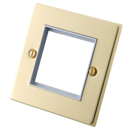 M2 Decorative 1 Gang 2 Module Front Plate White Insert Polished Brass