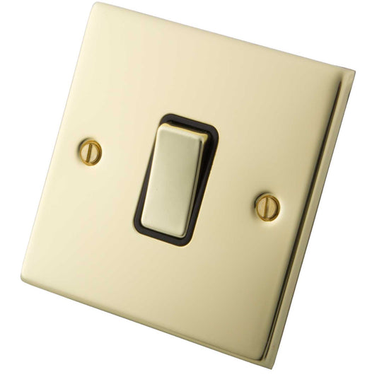 M2 Decorative 10A 1 Gang Intermediate Switch Black Insert Polished Brass