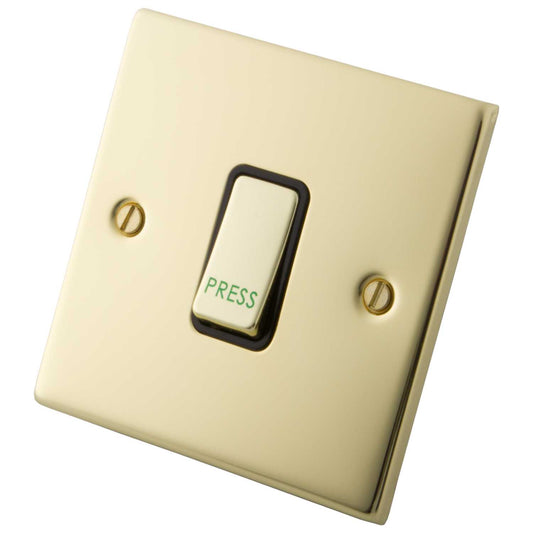 M2 Decorative 10A 1 Gang 2 Way Retractive Switch Black Insert Polished Brass
