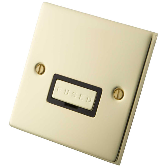 M2 Decorative 13A Unswitched Fused Spur Black Insert Polished Brass