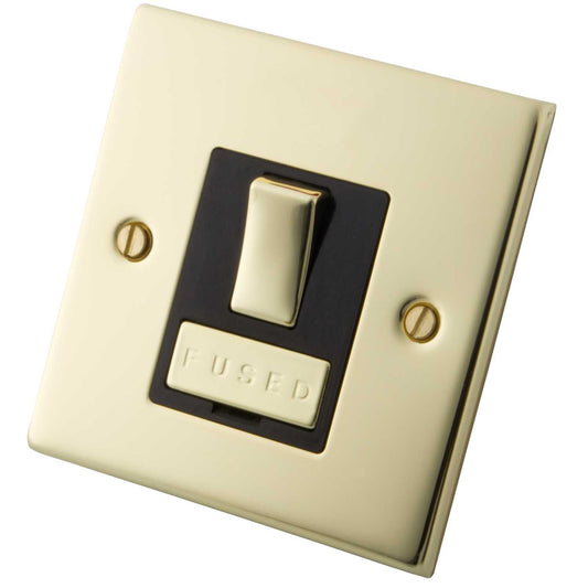 M2 Decorative 13A Switched Fused Spur Black Insert Polished Brass