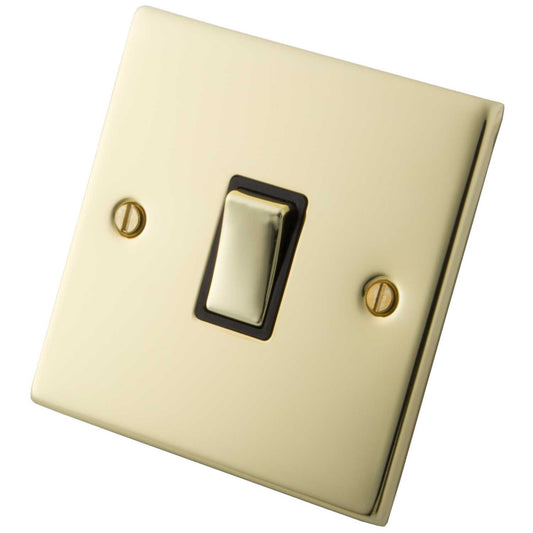 M2 Decorative 20A DP Switch Black Insert Polished Brass