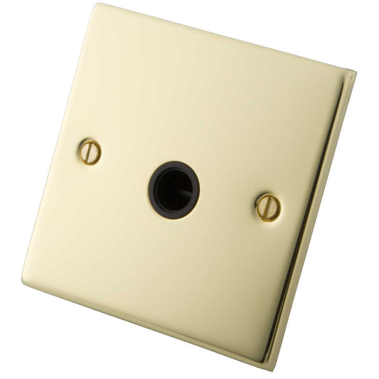 M2 Decorative 20A Flex Outlet Black Insert Polished Brass