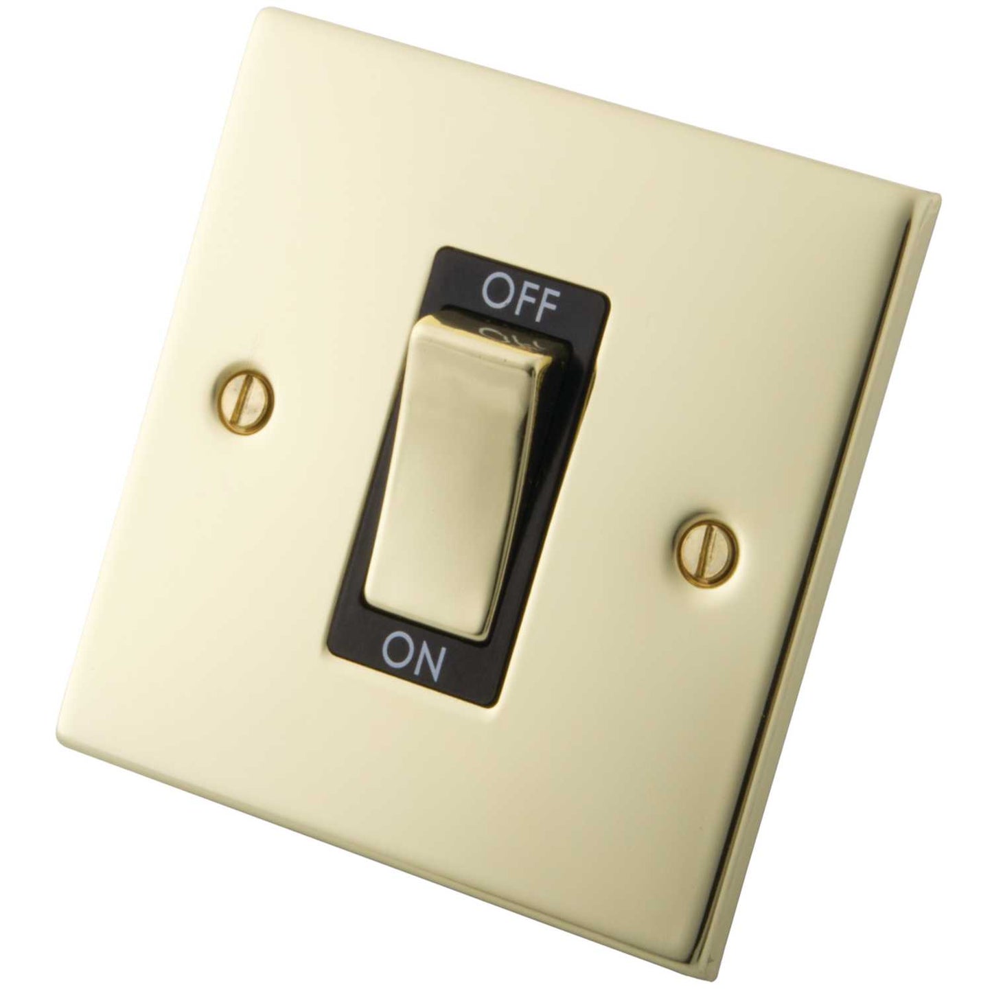M2 Decorative 45A DP 1 Gang Switch Black Insert Polished Brass