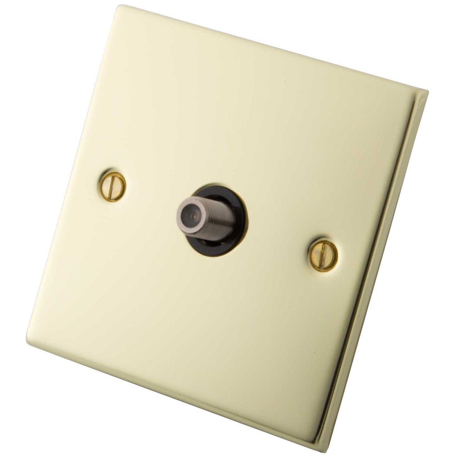 M2 Decorative 1 Gang Satellite Socket Black Insert Polished Brass