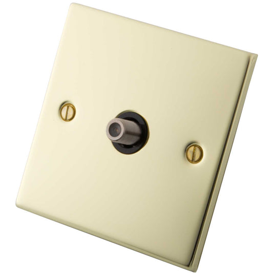 M2 Decorative 1 Gang Satellite Socket Black Insert Polished Brass