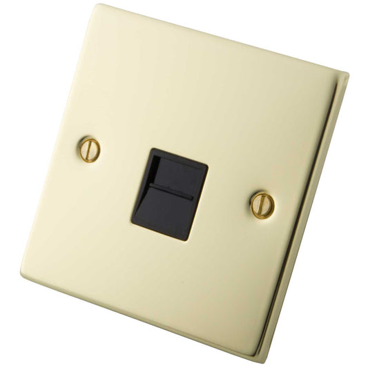 M2 Decorative 1 Gang Master Telephone Black Insert Polished Brass