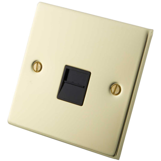 M2 Decorative 1 Gang Secondary Telephone Black Insert Polished Brass