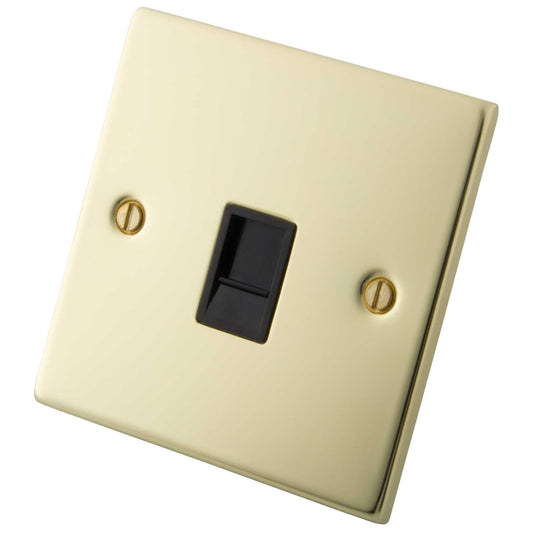 M2 Decorative 1 Gang Cat 5E Data Outlet Black Insert Polished Brass