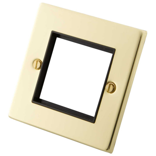 M2 Decorative 1 Gang 2 Module Front Plate Black Insert Polished Brass