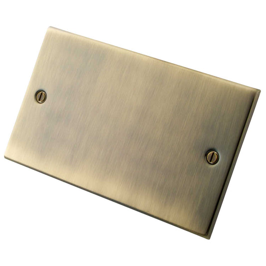 M2 Decorative 2 Gang Blank Plate Antique Brass