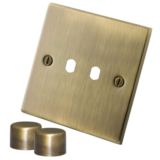 M2 Decorative 2 Gang Unfurnished Dimmer Plate Antique Brass