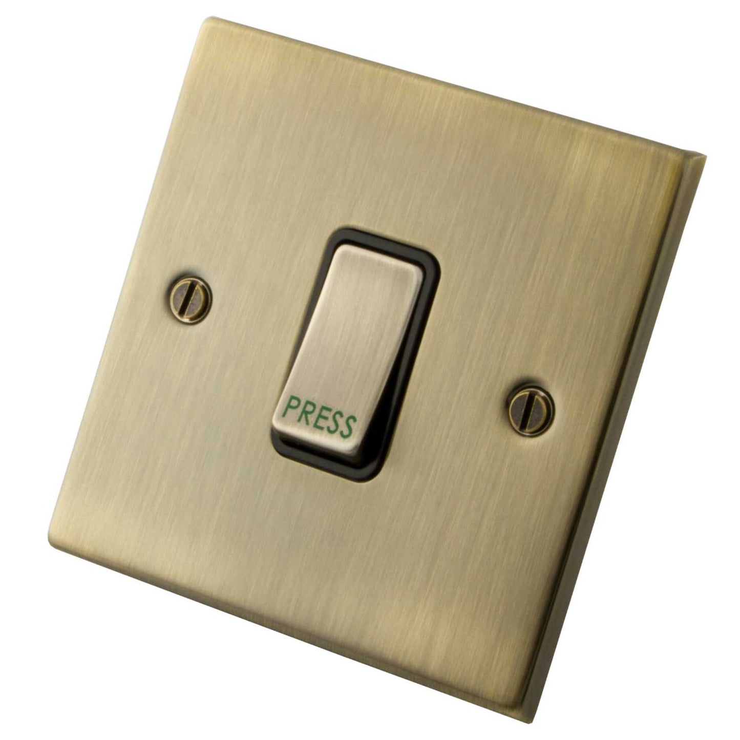 M2 Decorative 10A 1 Gang 2 Way Retractive Switch Black Insert Antique Brass