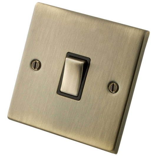 M2 Decorative 20A DP Switch Black Insert Antique Brass