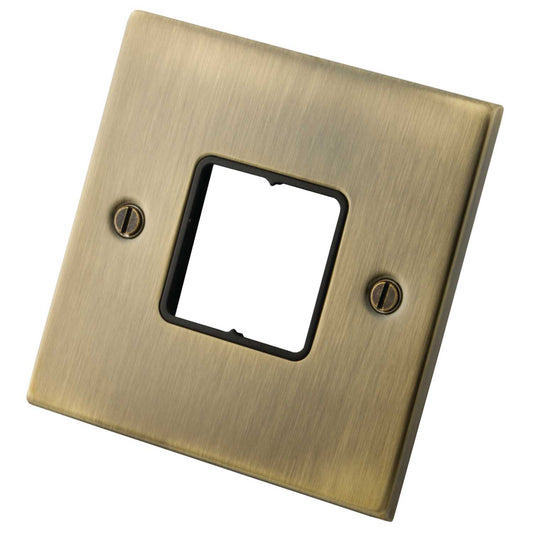 M2 Decorative 1 Gang 2 Module Front Plate Black Insert Antique Brass