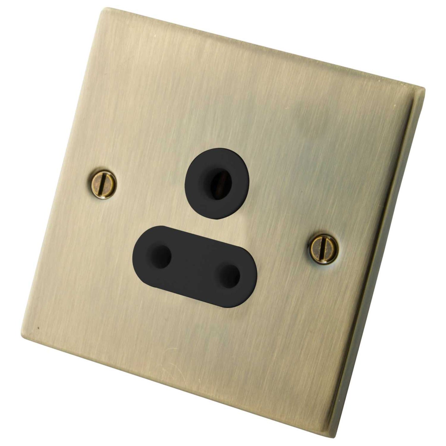 M2 Decorative 5A 1 Gang Unswitched Single Socket Black Insert Antique Brass