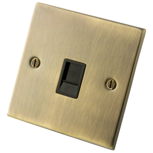 M2 Decorative 1 Gang Cat 5E Data Outlet Black Insert Antique Brass