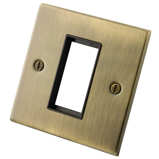 M2 Decorative 1 Gang 1 Module Face Plate Black Insert Antique Brass
