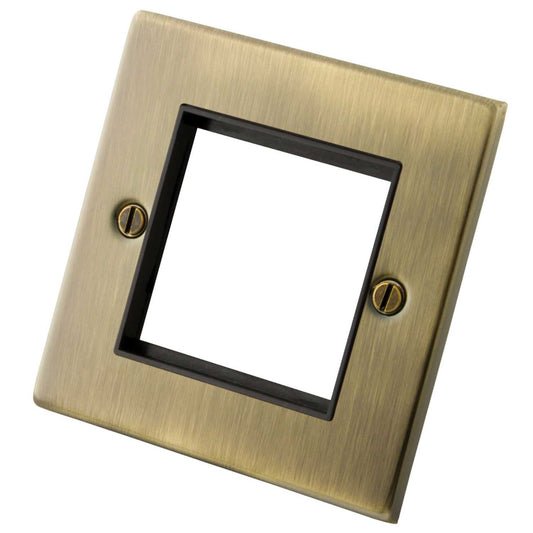 M2 Decorative 1 Gang 2 Module Face Plate Black Insert Antique Brass