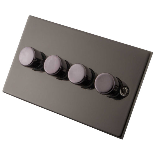 M2 Decorative 400W 4 Gang Intelligent Dimmer Black Nickel