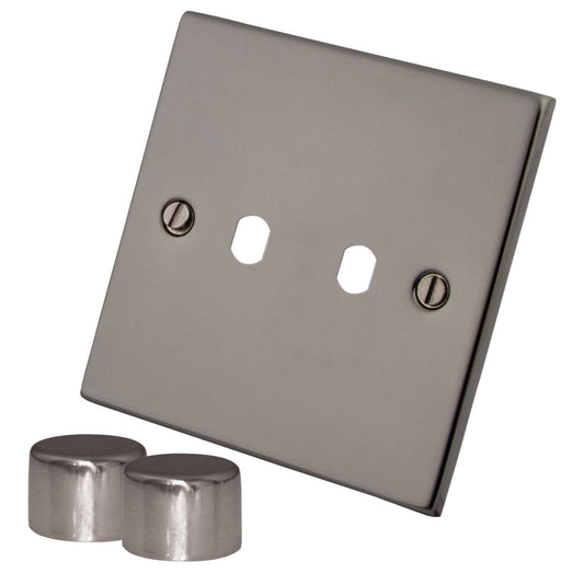 M2 Decorative 2 Gang Unfurnished Dimmer Plate Black Nickel