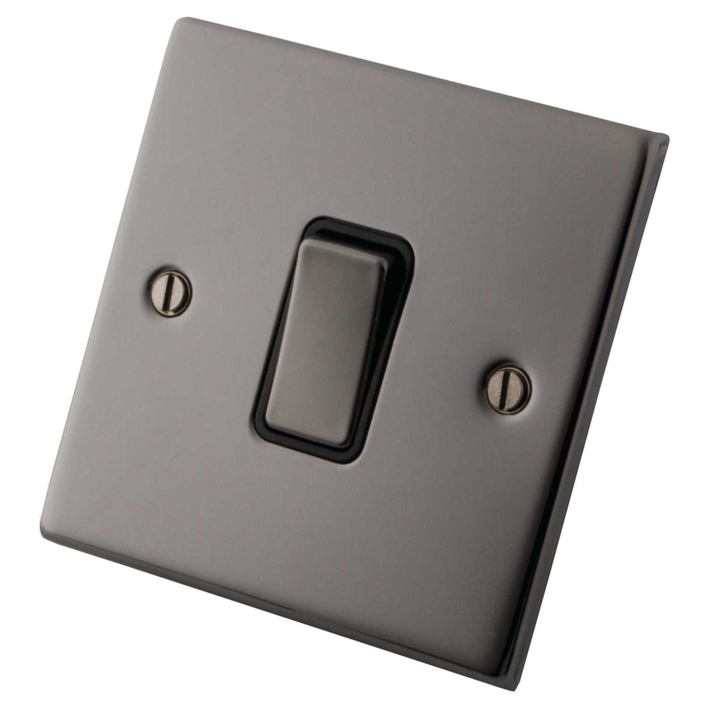 M2 Decorative 10A 1 Gang 2 Way Light Switch Metal / Black Insert Black Nickel