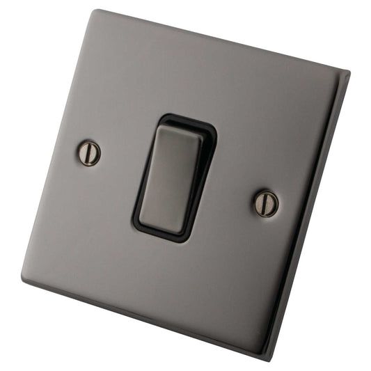 M2 Decorative 10A 1 Gang 2 Way Light Switch Metal / Black Insert Black Nickel