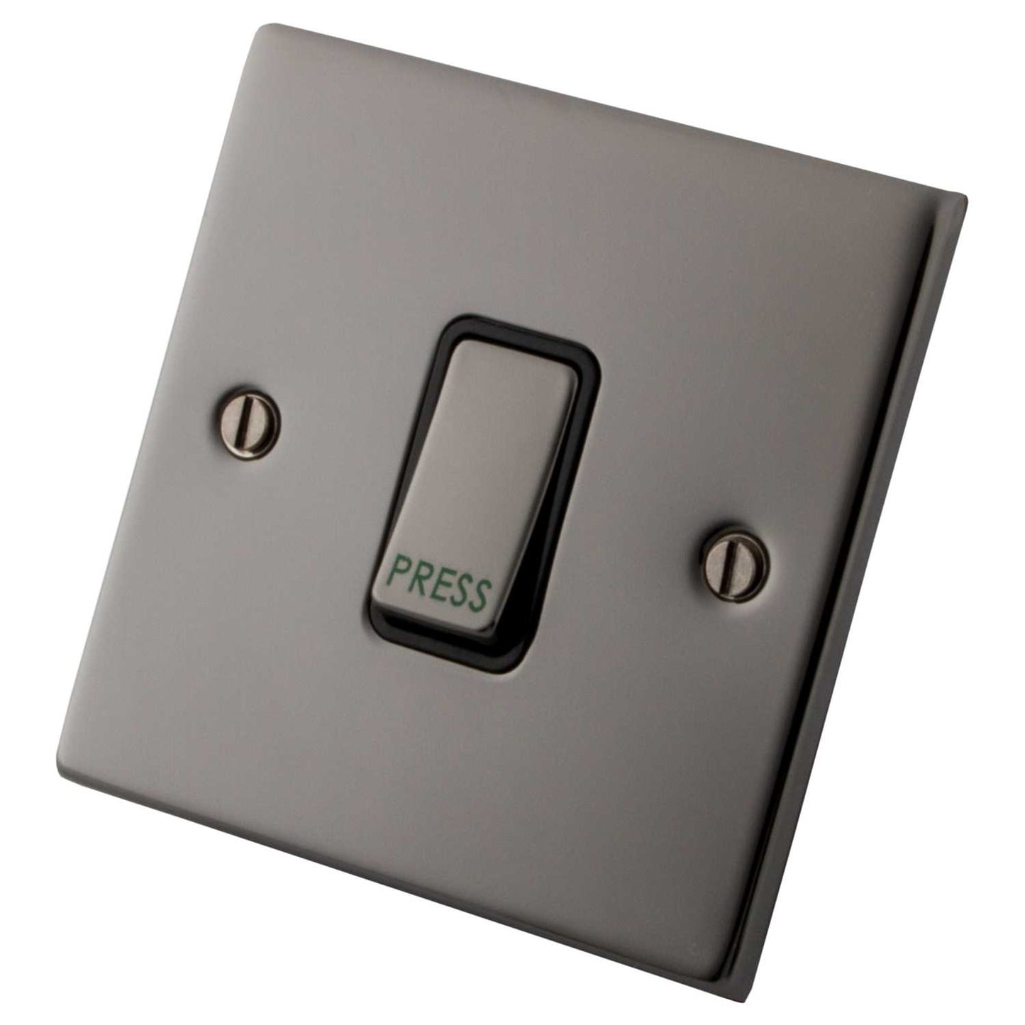 M2 Decorative 10A 1 Gang 2 Way Retractive Switch Black Insert Black Nickel