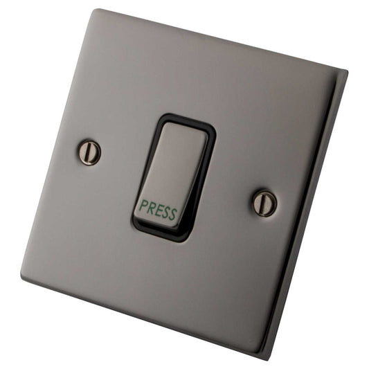 M2 Decorative 10A 1 Gang 2 Way Retractive Switch Black Insert Black Nickel
