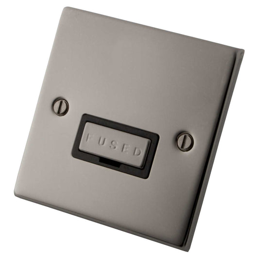 M2 Decorative 13A Unswitched Fused Spur Metal / Black Insert Black Nickel