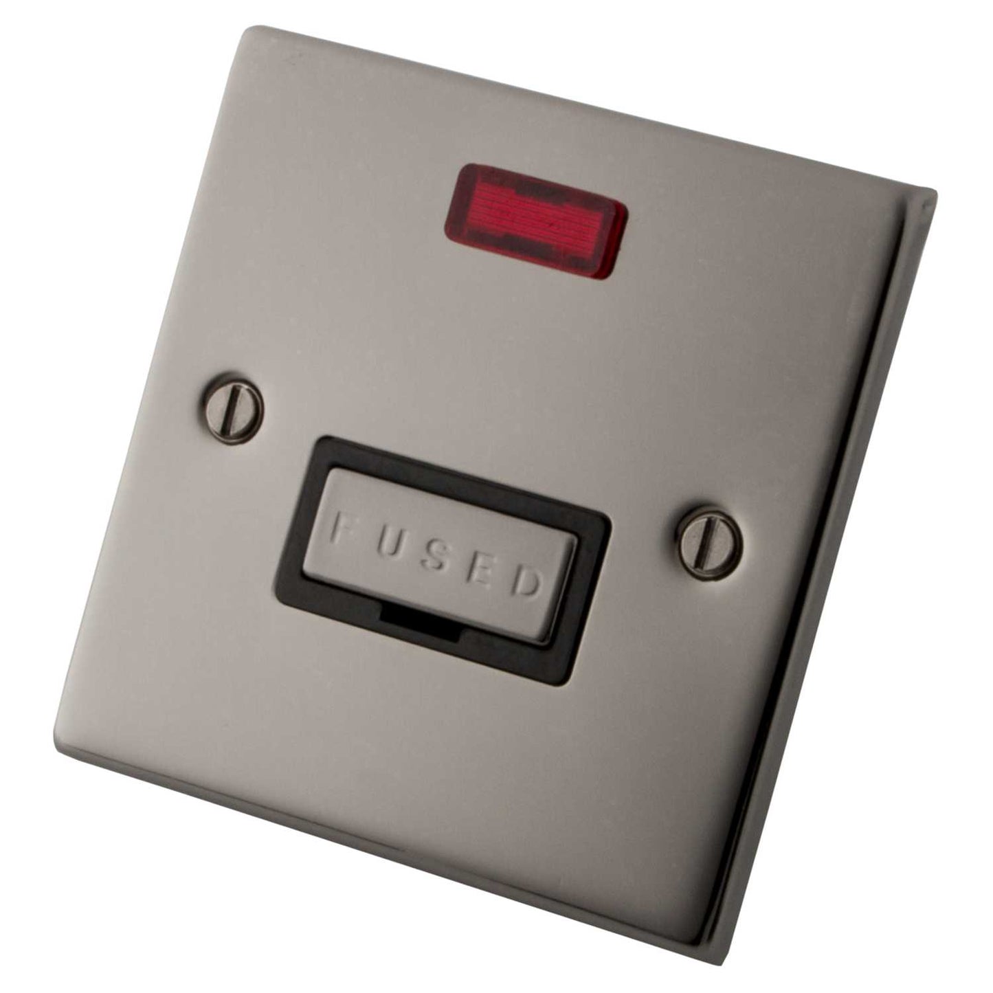 M2 Decorative 13A Unswitched Fused Spur With Neon Indicator Black Insert Black Nickel
