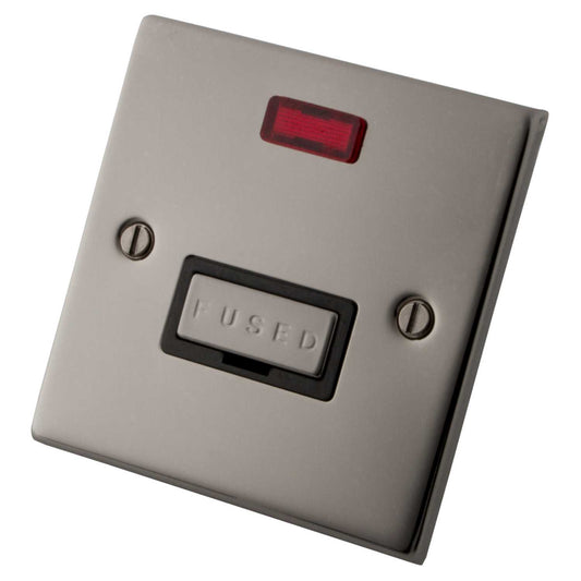 M2 Decorative 13A Unswitched Fused Spur With Neon Indicator Black Insert Black Nickel