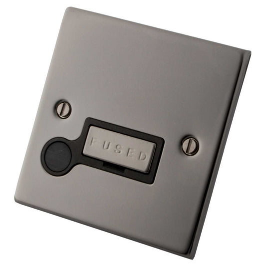 M2 Decorative 13A Unswitched Fused Spur With Flex Outlet Black Insert Black Nickel