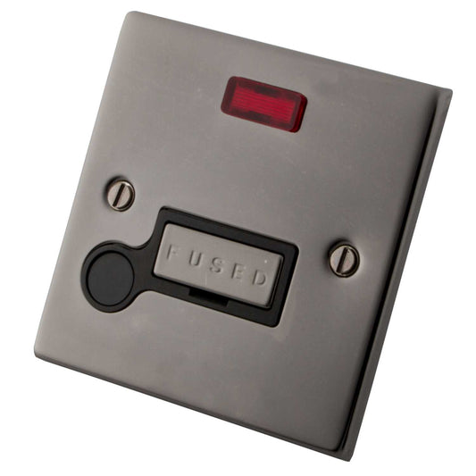 M2 Decorative 13A Unswitched Fused Spur With Neon and Flex Outlet Black Insert Black Nickel