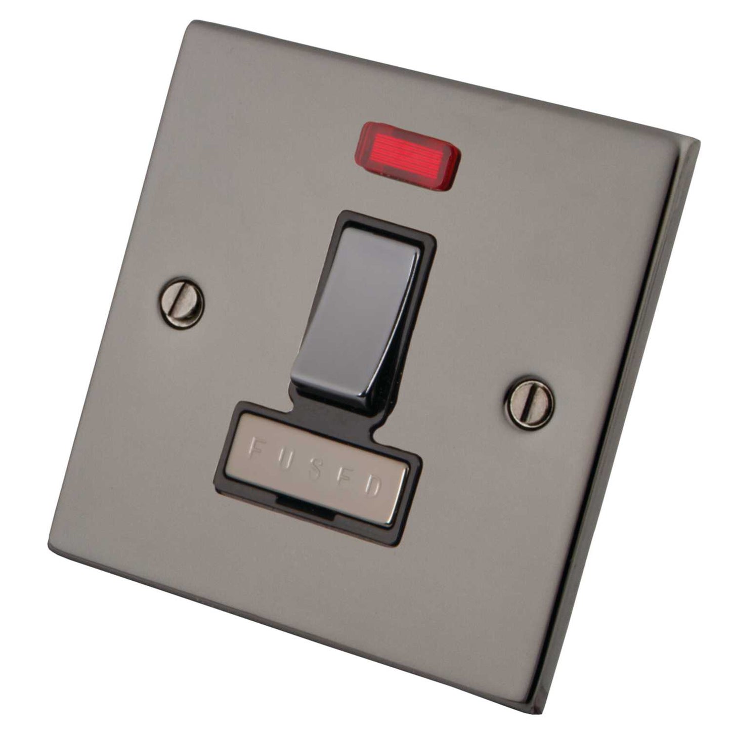 M2 Decorative 13A Switched Fused Spur with Neon Metal / Black Insert Black Nickel