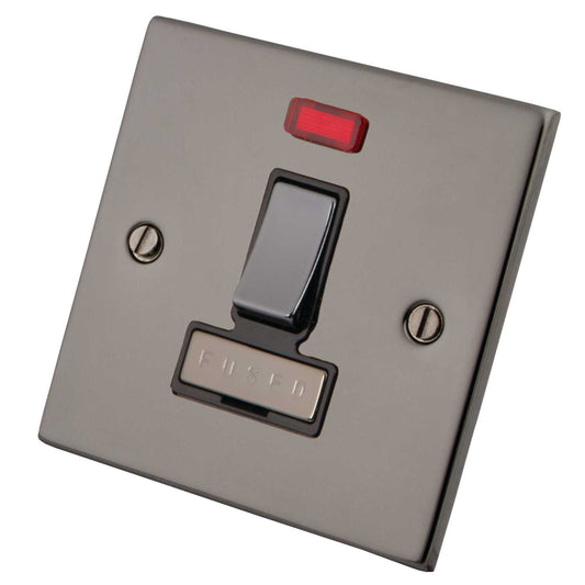 M2 Decorative 13A Switched Fused Spur with Neon Metal / Black Insert Black Nickel