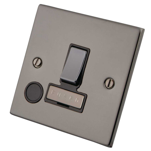 M2 Decorative 13A Switched Fused Spur With Flex Outlet Black Insert Black Nickel