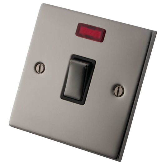 M2 Decorative 20A DP Switch with Neon Indicator Black Insert Black Nickel