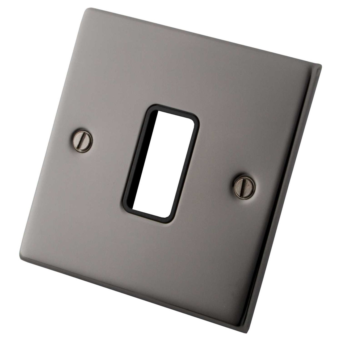 M2 Decorative 1 Gang 1 Module Front Plate Black Insert Black Nickel