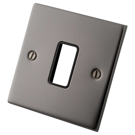 M2 Decorative 1 Gang 1 Module Front Plate Black Insert Black Nickel