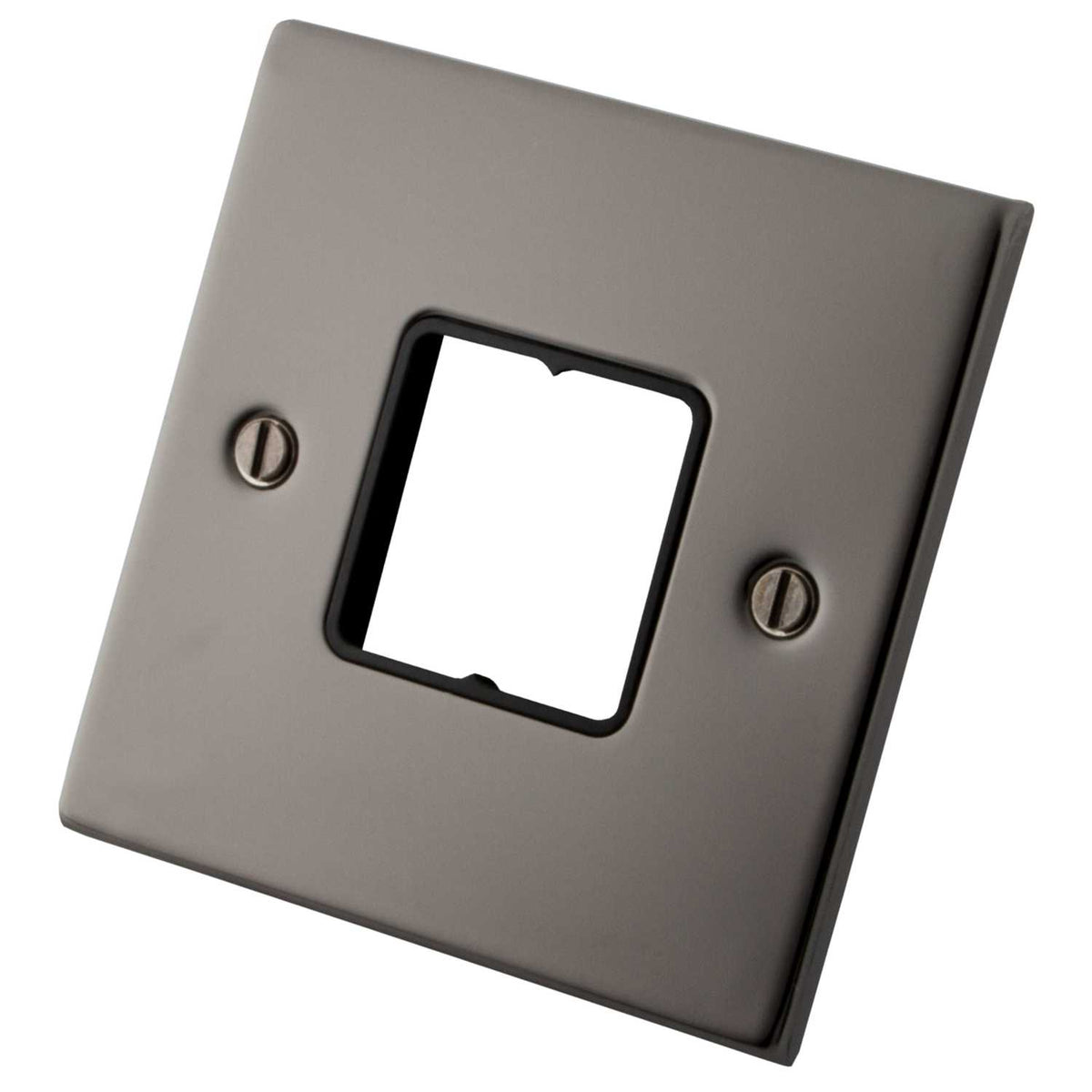 M2 Decorative 1 Gang 2 Module Front Plate Black Insert Black Nickel