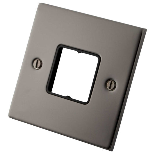M2 Decorative 1 Gang 2 Module Front Plate Black Insert Black Nickel
