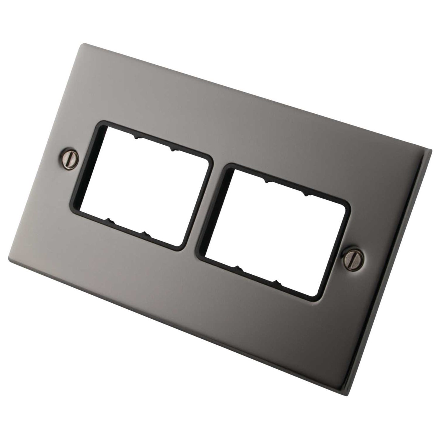 M2 Decorative 2 Gang 6 Module Front Plate Black Insert Black Nickel