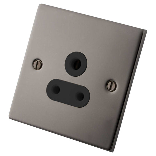 M2 Decorative 5A 1 Gang Unswitched Single Socket Black Insert Black Nickel